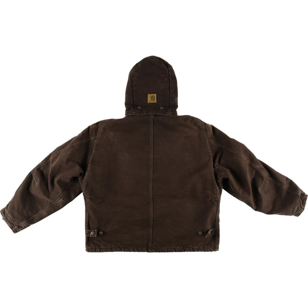 2000'S Carhartt Traditional Hooded Padded Duck Work Jacket, Men's Size XL cotton brown type Vintage Second Hand