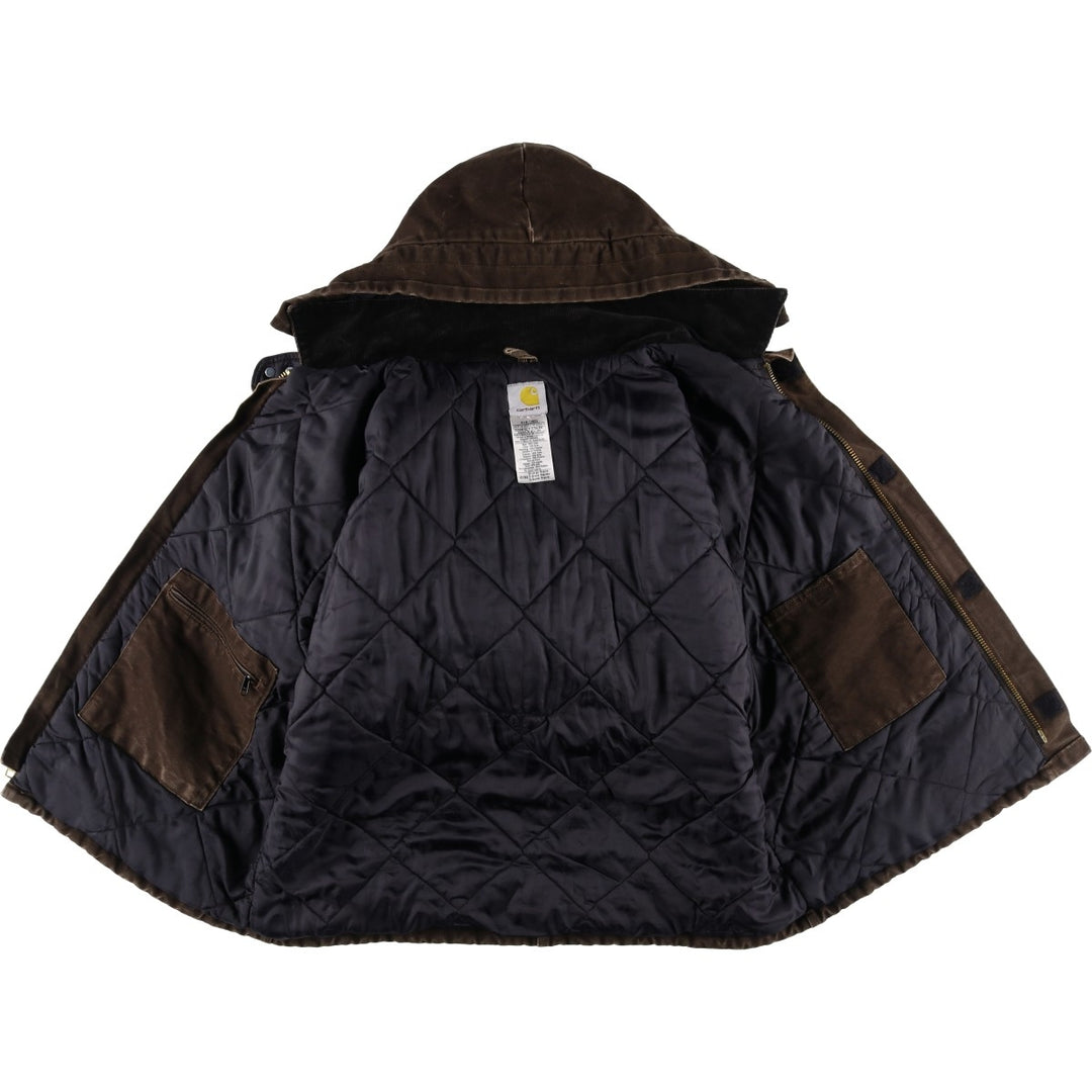 2000'S Carhartt Traditional Hooded Padded Duck Work Jacket, Men's Size XL cotton brown type Vintage Second Hand