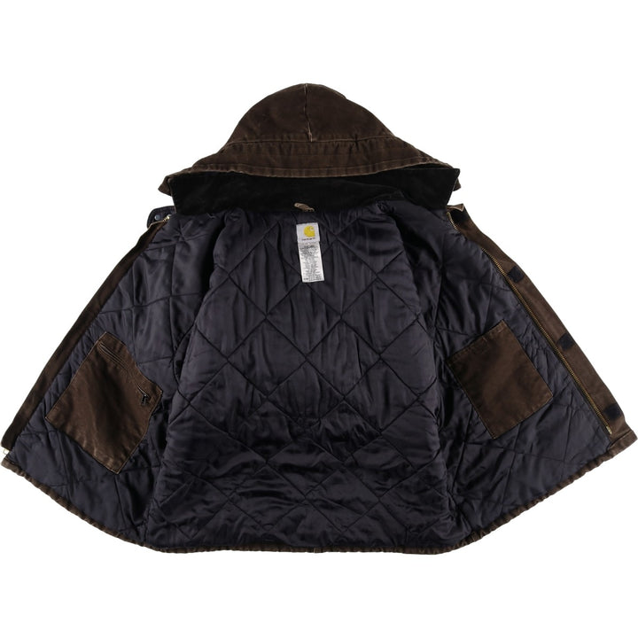 2000'S Carhartt Traditional Hooded Padded Duck Work Jacket, Men's Size XL cotton brown type Vintage Second Hand
