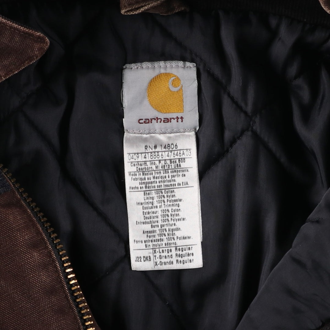 2000'S Carhartt Traditional Hooded Padded Duck Work Jacket, Men's Size XL cotton brown type Vintage Second Hand