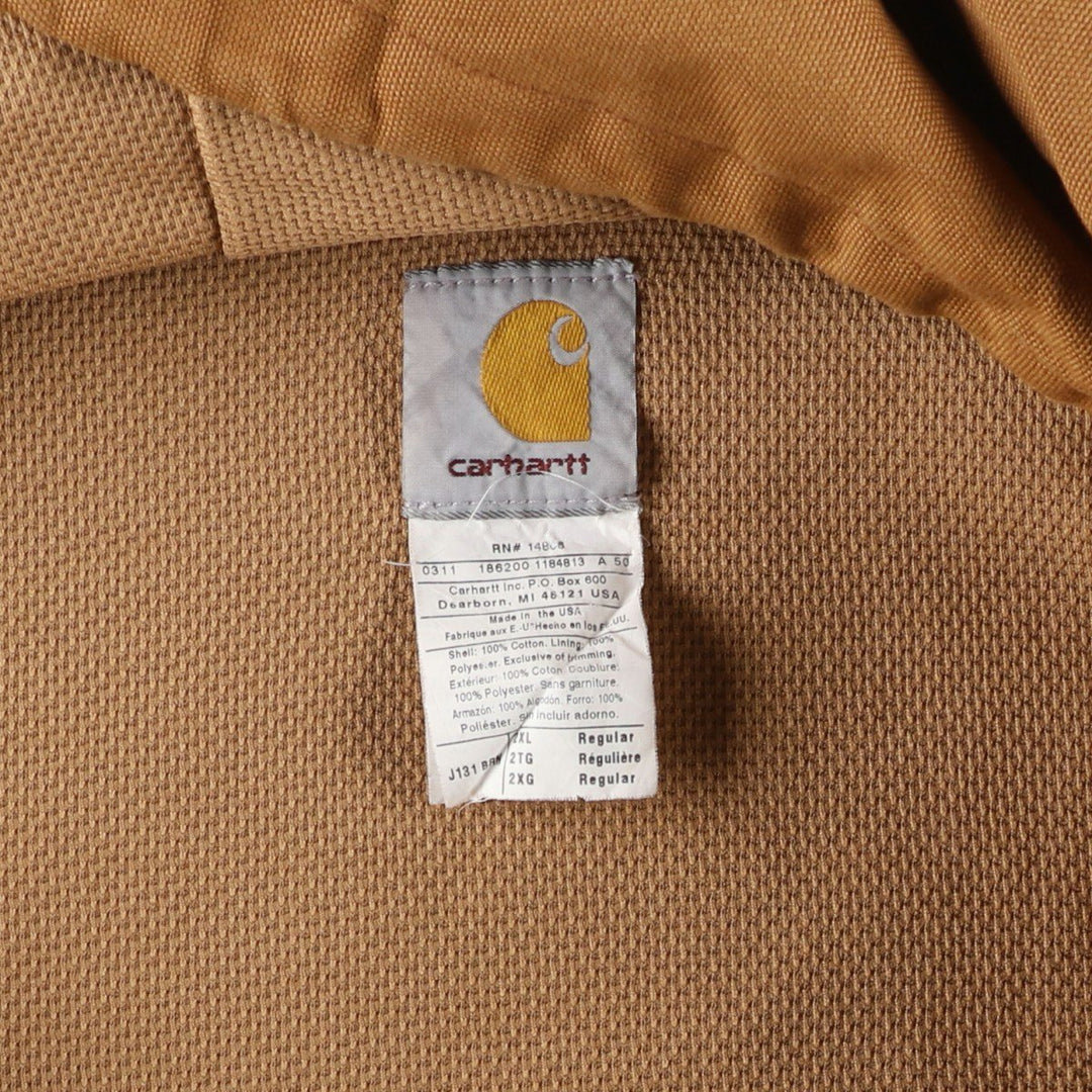 Carhartt Active Jacket Duck Full Zip Parka Made in USA Men's XXL cotton beige type brown Vintage Second Hand