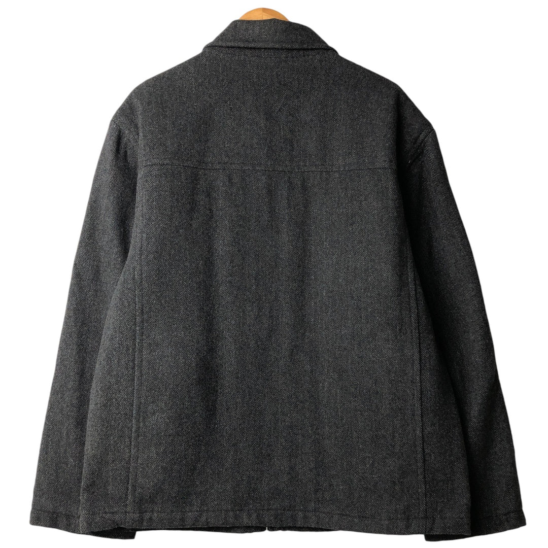 Dockers Premium Padded Herringbone Wool Sports Jacket, Men's Size L wool Charcoal Vintage Second Hand