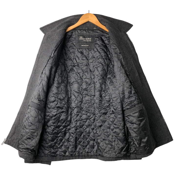 Dockers Premium Padded Herringbone Wool Sports Jacket, Men's Size L wool Charcoal Vintage Second Hand