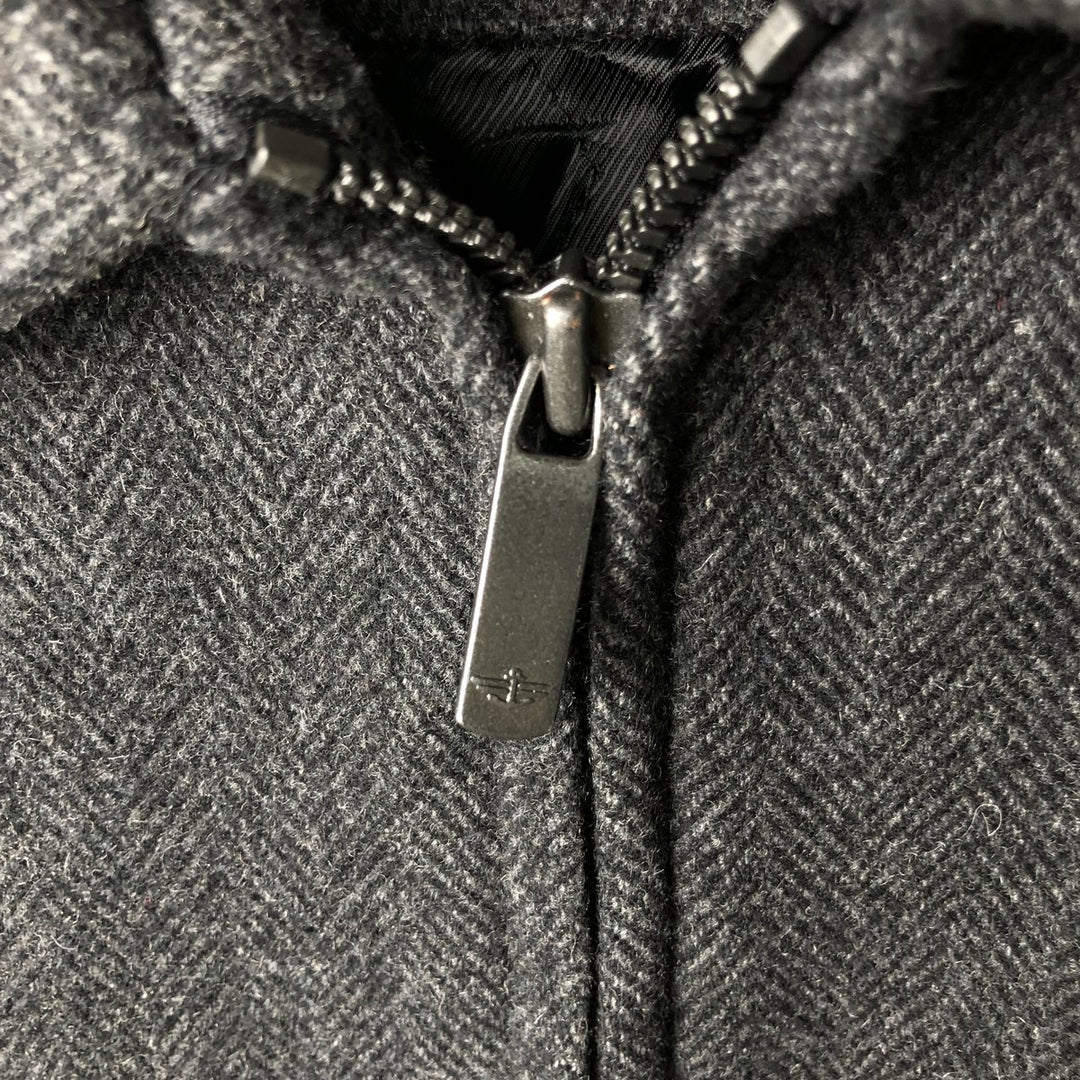 Dockers Premium Padded Herringbone Wool Sports Jacket, Men's Size L wool Charcoal Vintage Second Hand