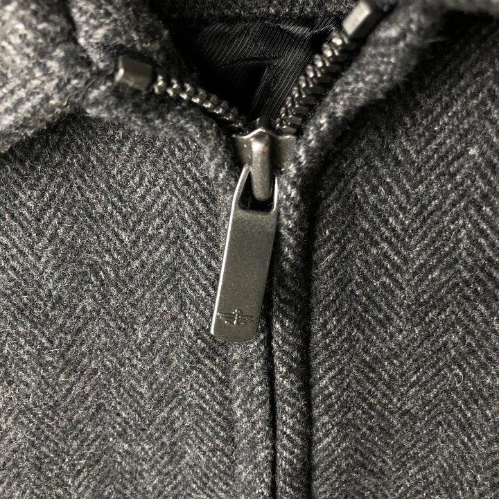 Dockers Premium Padded Herringbone Wool Sports Jacket, Men's Size L wool Charcoal Vintage Second Hand