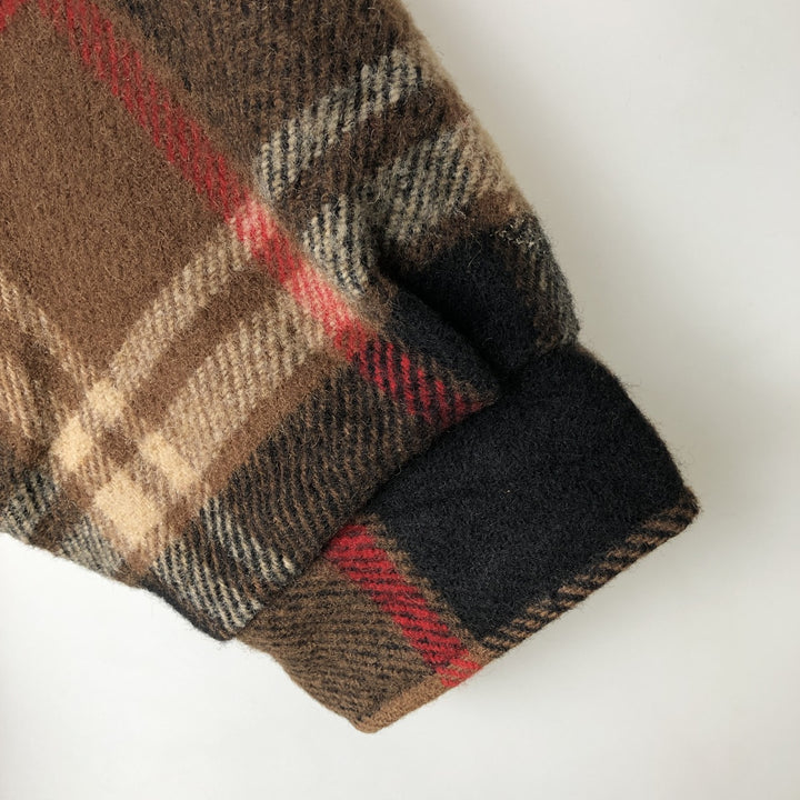 2000'S WOOLRICH Check Pattern Padded Wool Sports Jacket, Men's XL wool brown type Vintage Second Hand