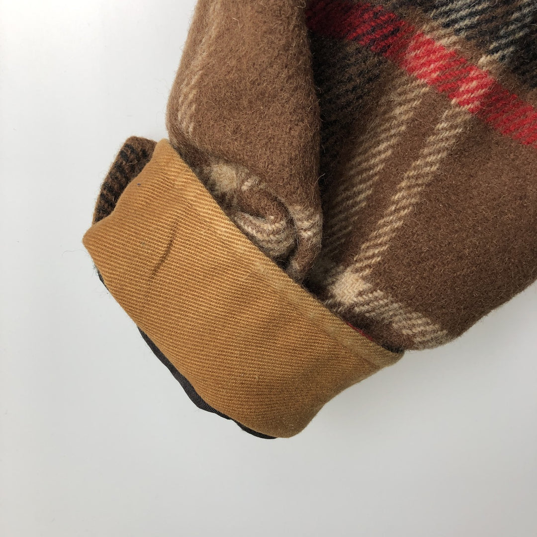 2000'S WOOLRICH Check Pattern Padded Wool Sports Jacket, Men's XL wool brown type Vintage Second Hand