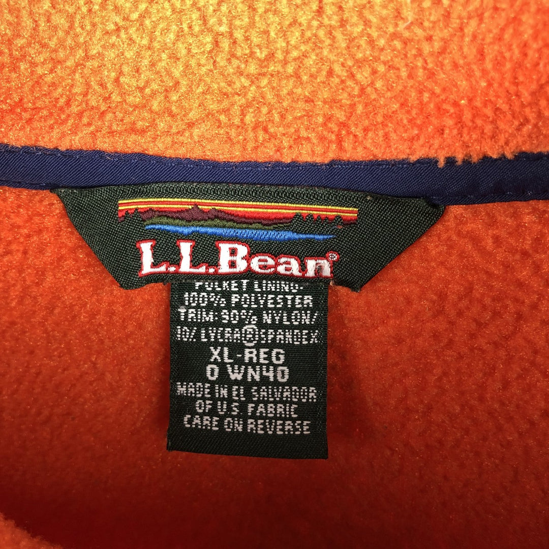 2000'S LLBean Half-Snap Fleece Pullover, Men's XL polyester orange type Vintage Second Hand