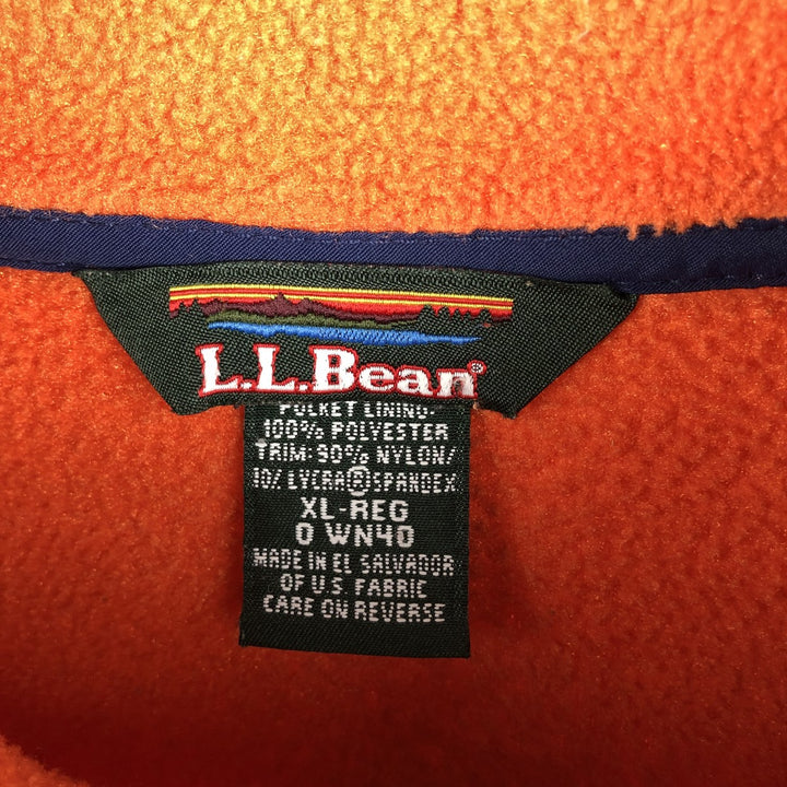 2000'S LLBean Half-Snap Fleece Pullover, Men's XL polyester orange type Vintage Second Hand