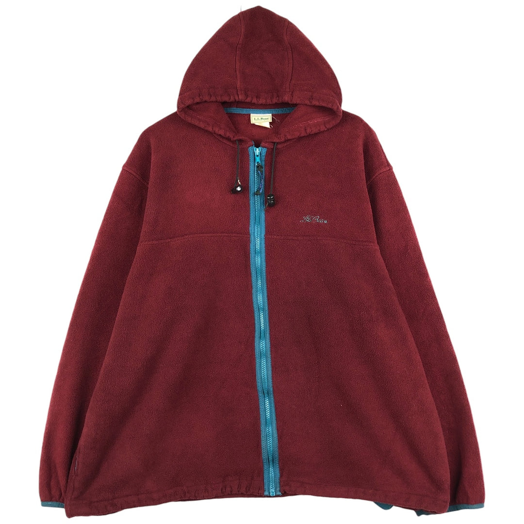 Vintage 1980'S LLBean fleece full-zip hoodie, men's size XL unclear red type Vintage Second Hand