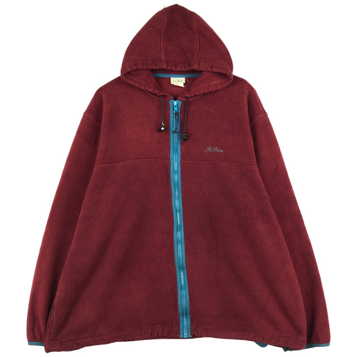 Vintage 1980'S LLBean fleece full-zip hoodie, men's size XL unclear red type Vintage Second Hand