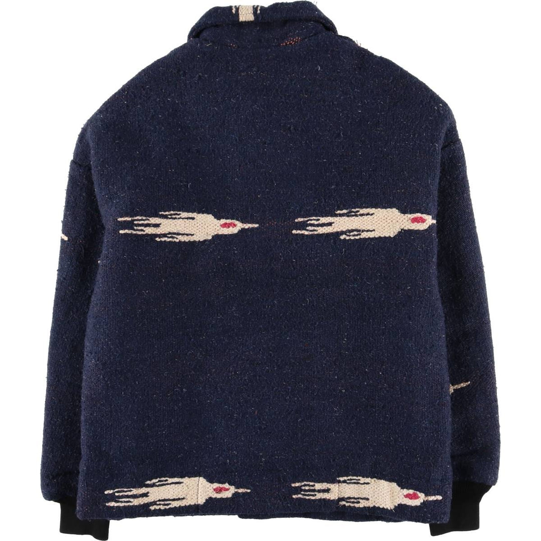 Vintage David James Native American Pattern wool jacket, made in the USA, men's size L. unclear navy blue type Vintage Second Hand