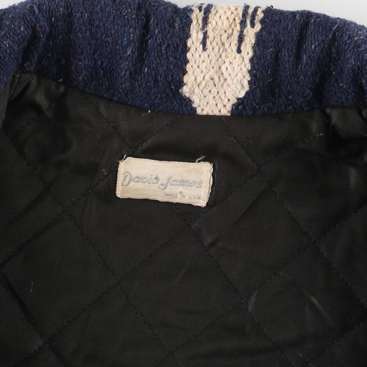 Vintage David James Native American Pattern wool jacket, made in the USA, men's size L. unclear navy blue type Vintage Second Hand