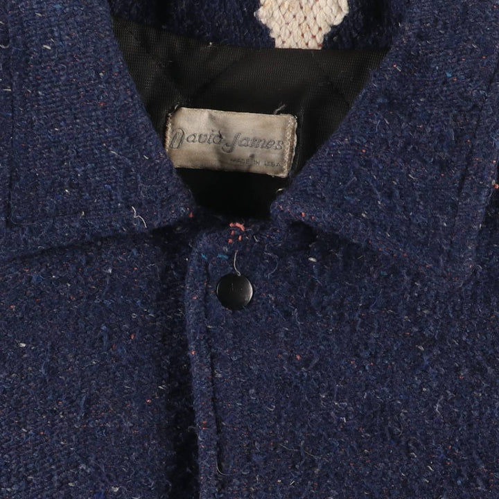 Vintage David James Native American Pattern wool jacket, made in the USA, men's size L. unclear navy blue type Vintage Second Hand