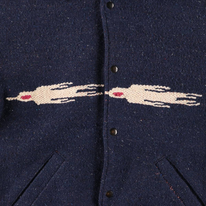 Vintage David James Native American Pattern wool jacket, made in the USA, men's size L. unclear navy blue type Vintage Second Hand