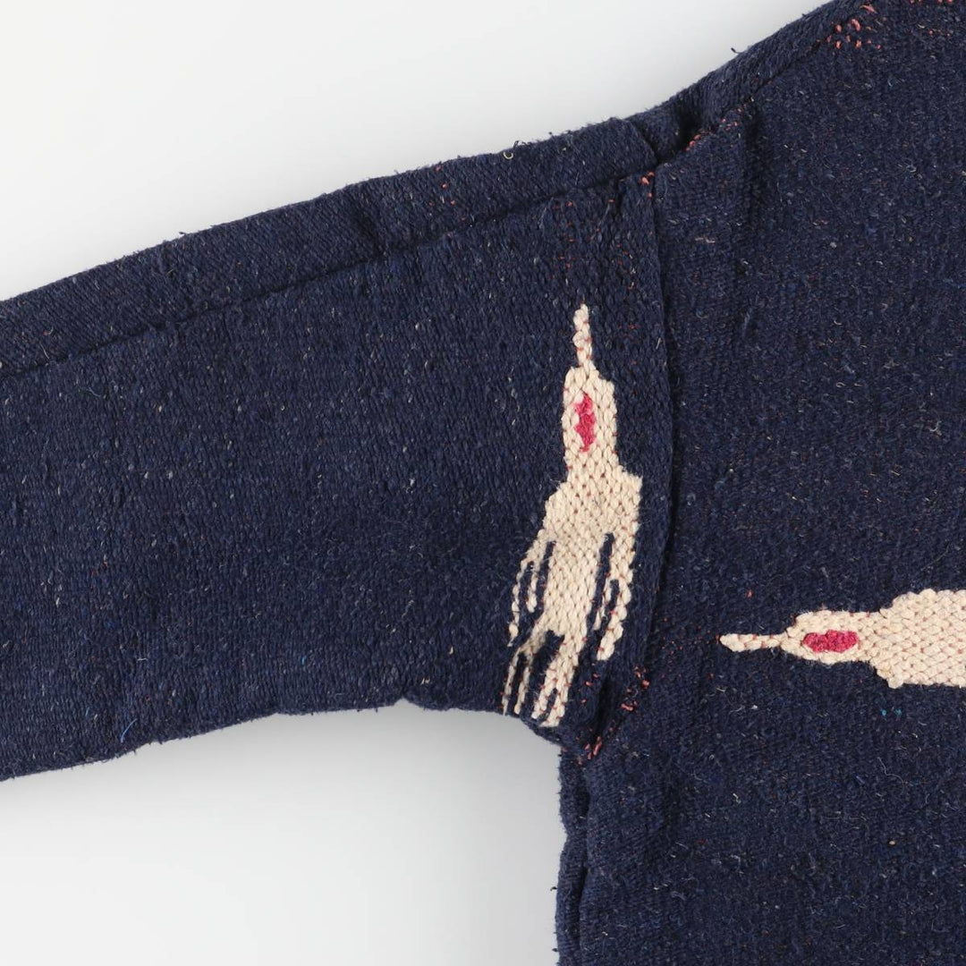 Vintage David James Native American Pattern wool jacket, made in the USA, men's size L. unclear navy blue type Vintage Second Hand