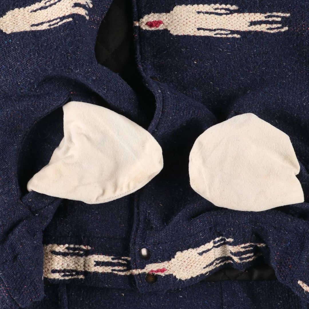 Vintage David James Native American Pattern wool jacket, made in the USA, men's size L. unclear navy blue type Vintage Second Hand