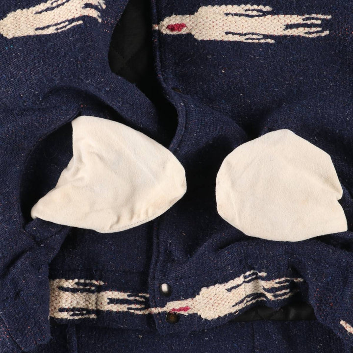 Vintage David James Native American Pattern wool jacket, made in the USA, men's size L. unclear navy blue type Vintage Second Hand
