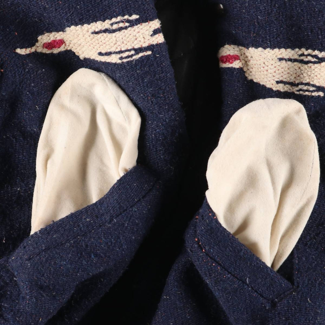 Vintage David James Native American Pattern wool jacket, made in the USA, men's size L. unclear navy blue type Vintage Second Hand