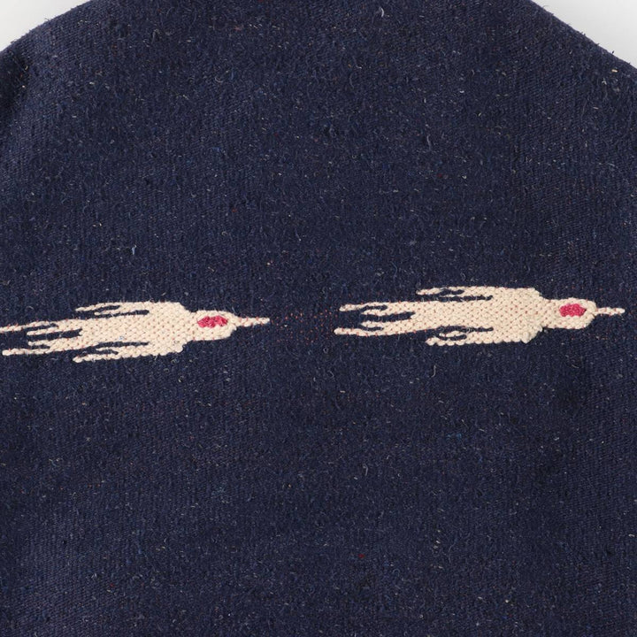 Vintage David James Native American Pattern wool jacket, made in the USA, men's size L. unclear navy blue type Vintage Second Hand