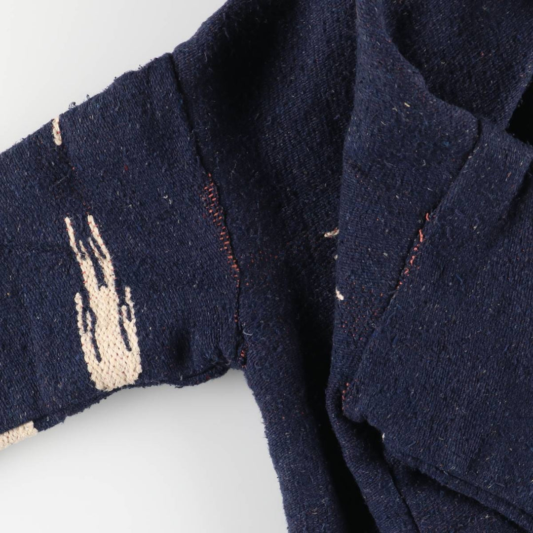 Vintage David James Native American Pattern wool jacket, made in the USA, men's size L. unclear navy blue type Vintage Second Hand