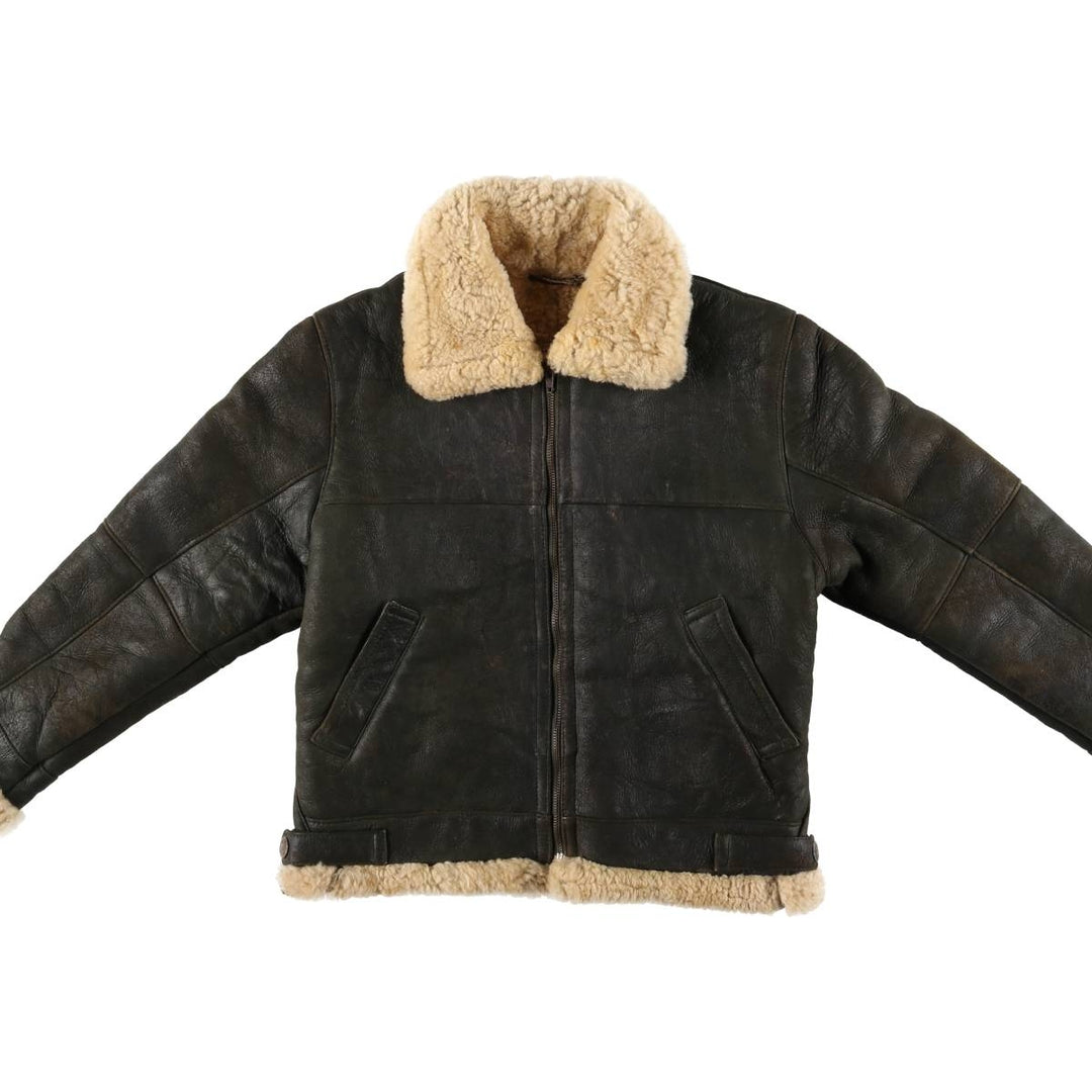 Walter Davoucci B-3 Type Sheepskin Mouton Flight Jacket, Women's Size Small Genuine Leather Sheepskin black type Vintage Second Hand
