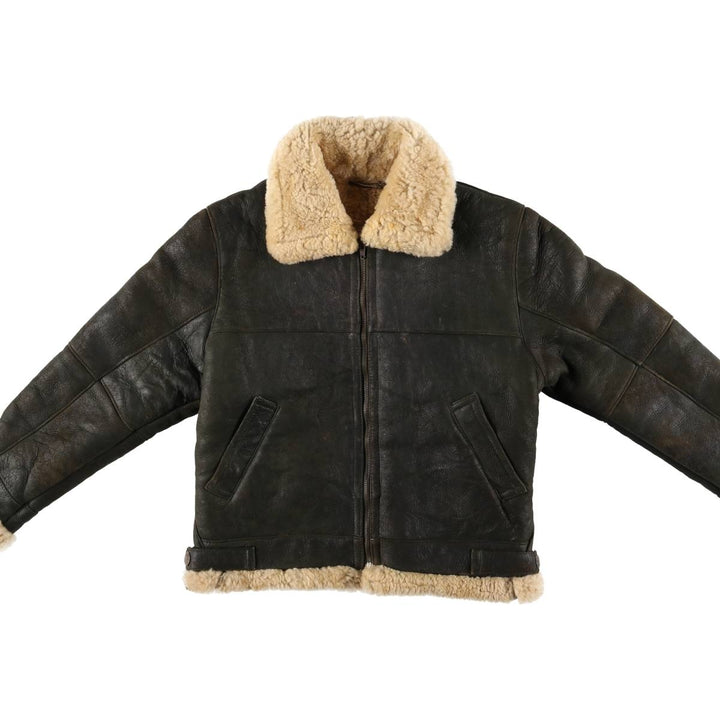 Walter Davoucci B-3 Type Sheepskin Mouton Flight Jacket, Women's Size Small Genuine Leather Sheepskin black type Vintage Second Hand