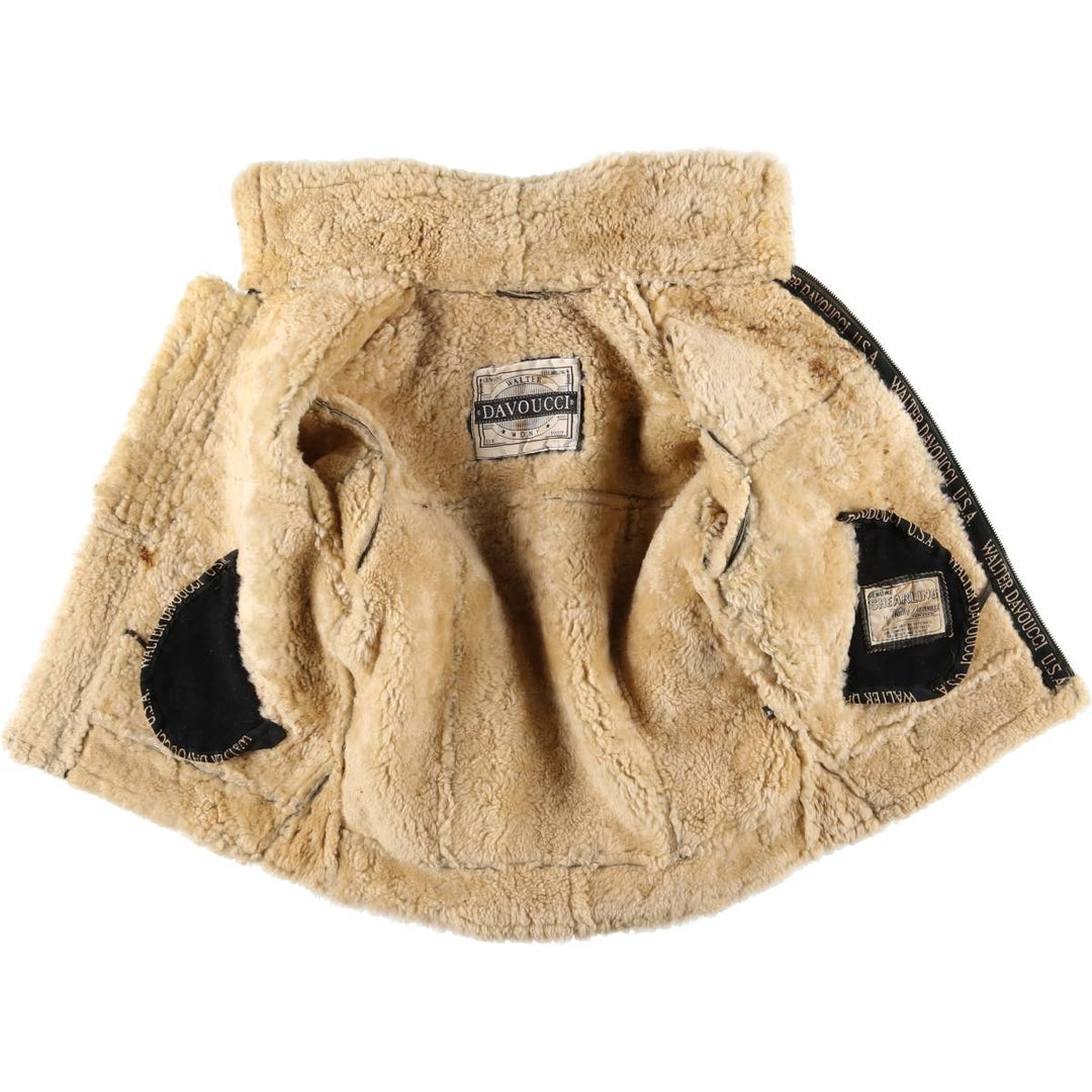 Walter Davoucci B-3 Type Sheepskin Mouton Flight Jacket, Women's Size Small Genuine Leather Sheepskin black type Vintage Second Hand