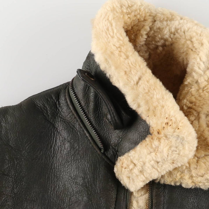 Walter Davoucci B-3 Type Sheepskin Mouton Flight Jacket, Women's Size Small Genuine Leather Sheepskin black type Vintage Second Hand