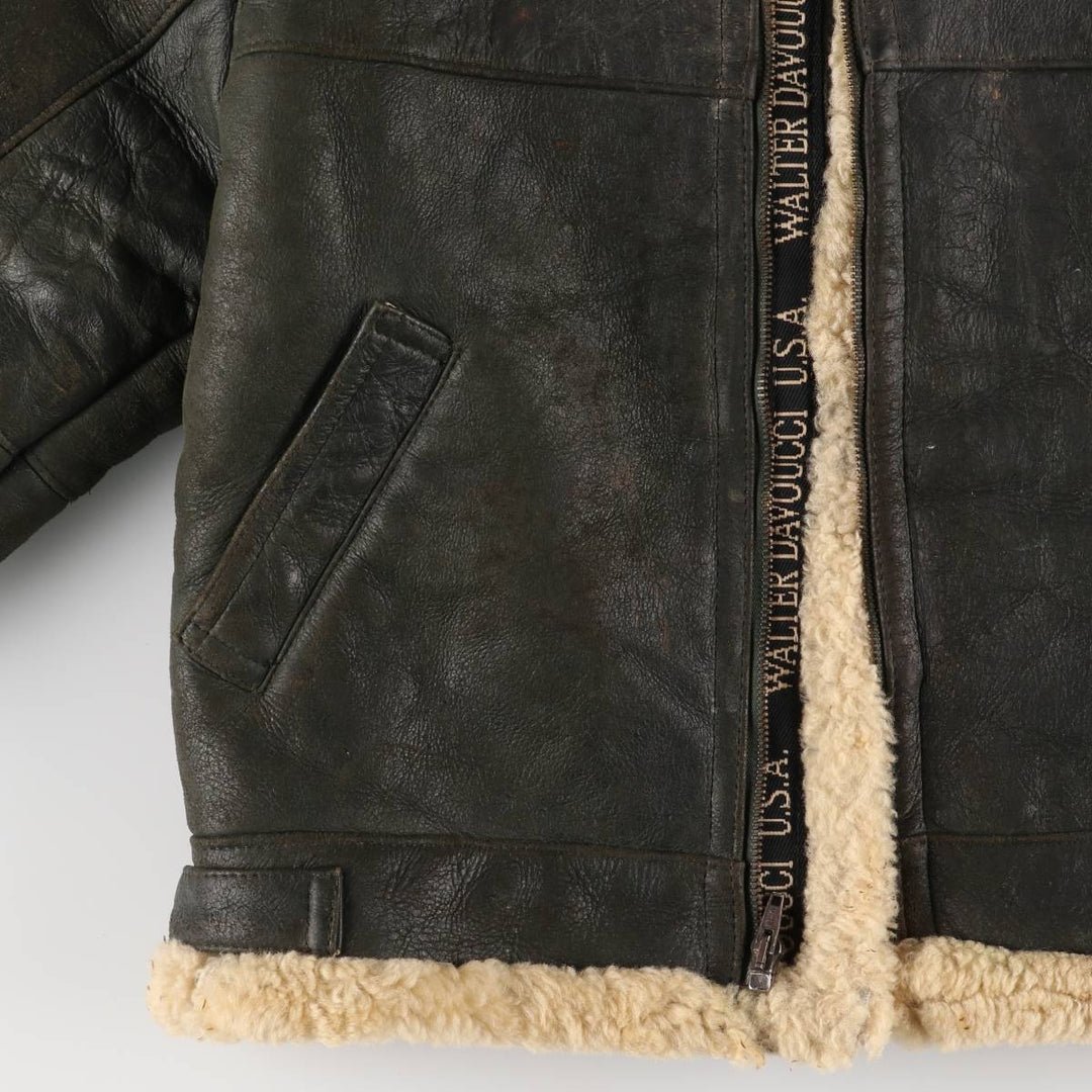Walter Davoucci B-3 Type Sheepskin Mouton Flight Jacket, Women's Size Small Genuine Leather Sheepskin black type Vintage Second Hand