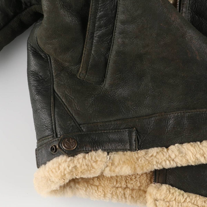 Walter Davoucci B-3 Type Sheepskin Mouton Flight Jacket, Women's Size Small Genuine Leather Sheepskin black type Vintage Second Hand