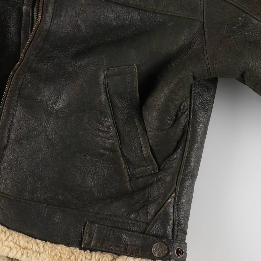 Walter Davoucci B-3 Type Sheepskin Mouton Flight Jacket, Women's Size Small Genuine Leather Sheepskin black type Vintage Second Hand