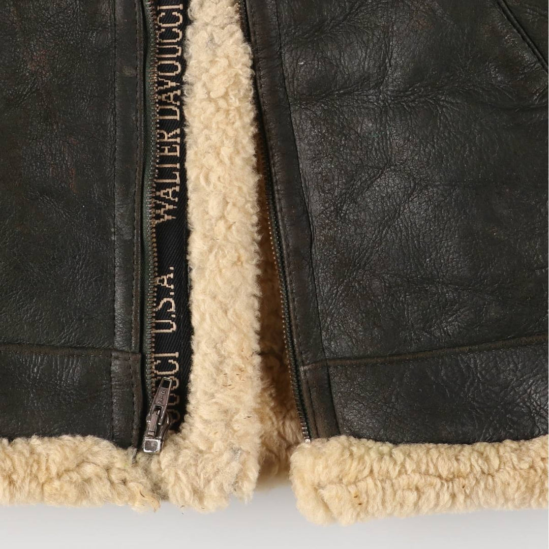 Walter Davoucci B-3 Type Sheepskin Mouton Flight Jacket, Women's Size Small Genuine Leather Sheepskin black type Vintage Second Hand