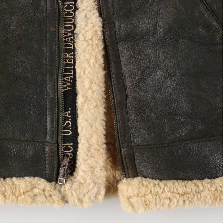 Walter Davoucci B-3 Type Sheepskin Mouton Flight Jacket, Women's Size Small Genuine Leather Sheepskin black type Vintage Second Hand