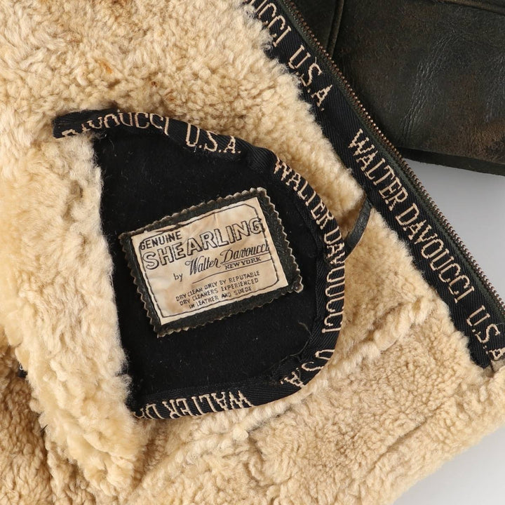 Walter Davoucci B-3 Type Sheepskin Mouton Flight Jacket, Women's Size Small Genuine Leather Sheepskin black type Vintage Second Hand