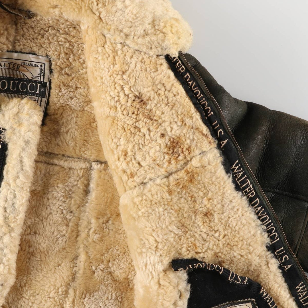 Walter Davoucci B-3 Type Sheepskin Mouton Flight Jacket, Women's Size Small Genuine Leather Sheepskin black type Vintage Second Hand