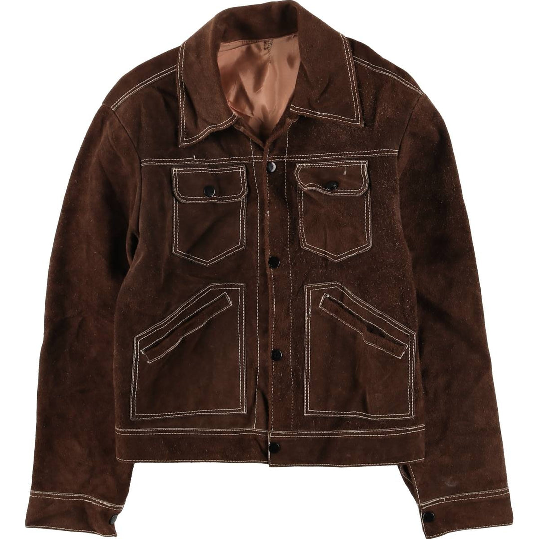 Suede leather jacket, women's size S unclear brown type Vintage Second Hand
