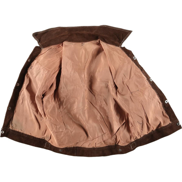 Suede leather jacket, women's size S unclear brown type Vintage Second Hand