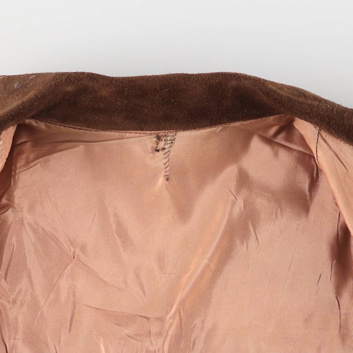 Suede leather jacket, women's size S unclear brown type Vintage Second Hand