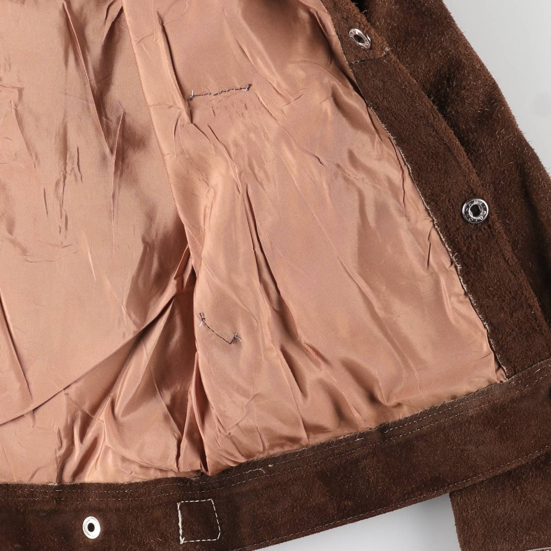 Suede leather jacket, women's size S unclear brown type Vintage Second Hand