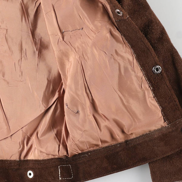 Suede leather jacket, women's size S unclear brown type Vintage Second Hand