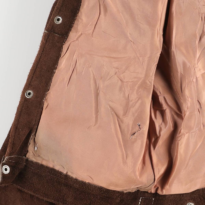 Suede leather jacket, women's size S unclear brown type Vintage Second Hand