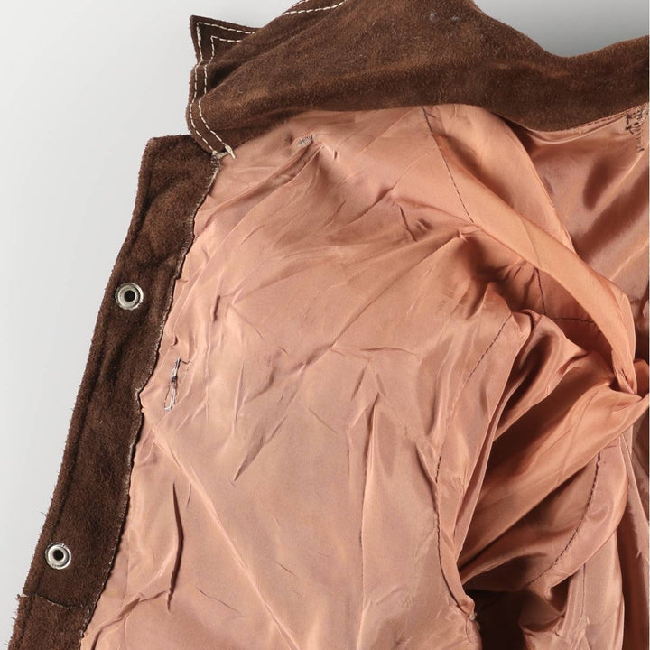 Suede leather jacket, women's size S unclear brown type Vintage Second Hand