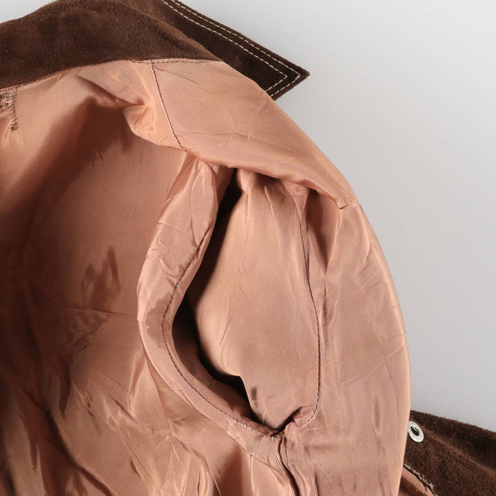 Suede leather jacket, women's size S unclear brown type Vintage Second Hand