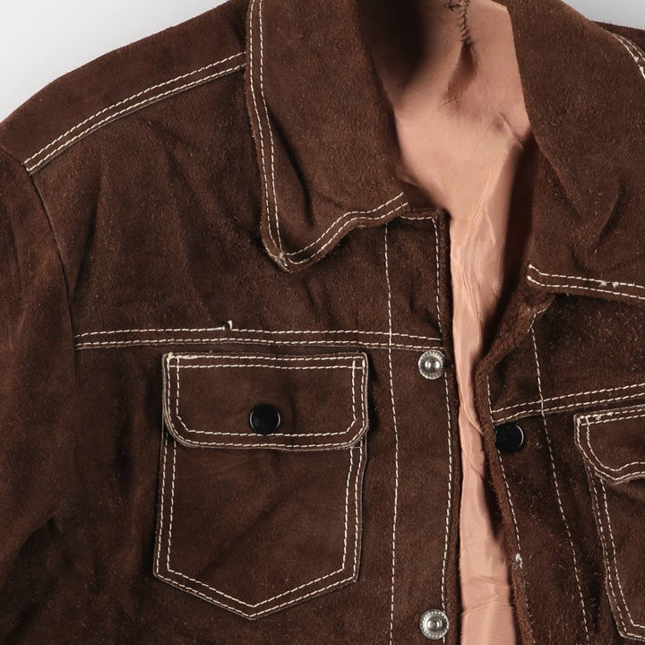 Suede leather jacket, women's size S unclear brown type Vintage Second Hand