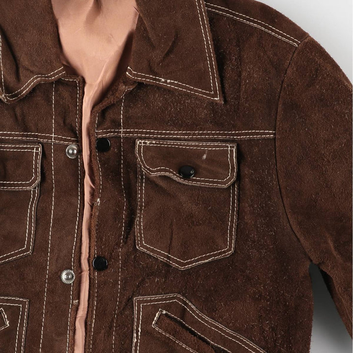 Suede leather jacket, women's size S unclear brown type Vintage Second Hand
