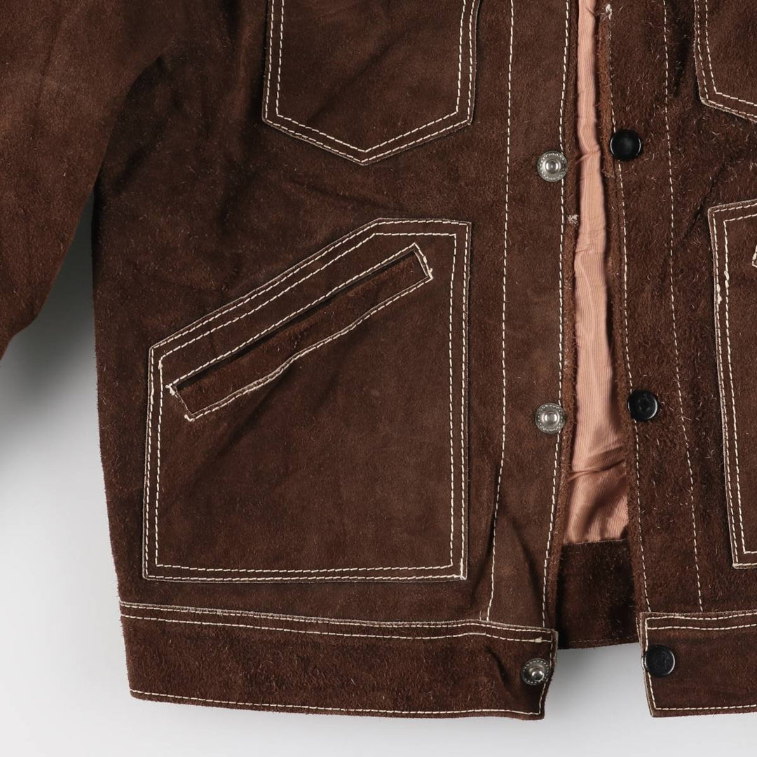 Suede leather jacket, women's size S unclear brown type Vintage Second Hand