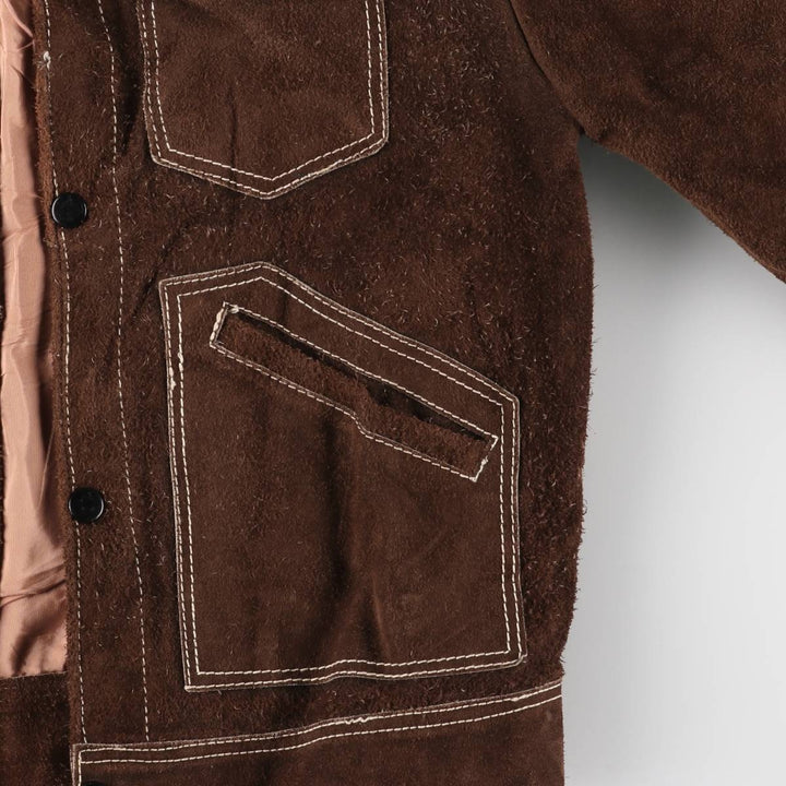 Suede leather jacket, women's size S unclear brown type Vintage Second Hand