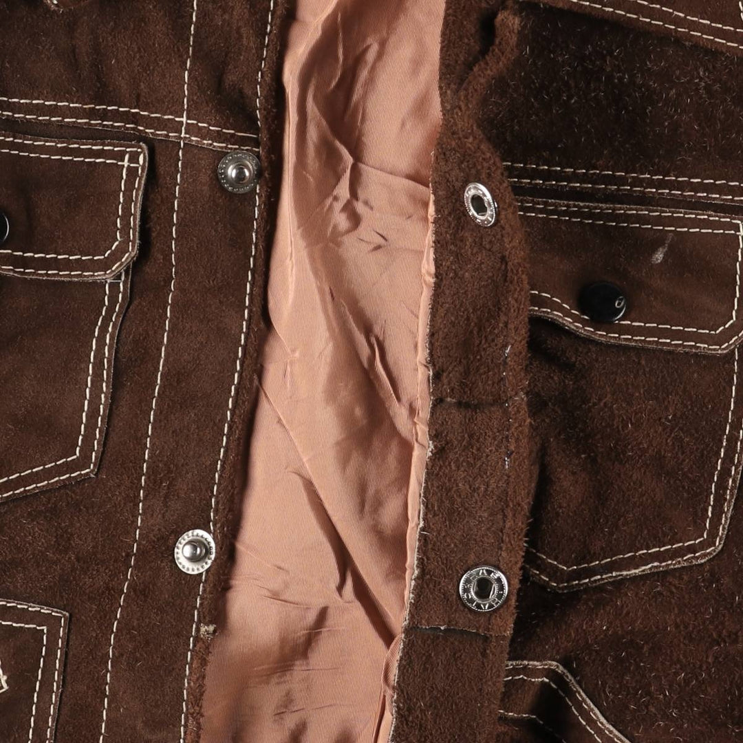 Suede leather jacket, women's size S unclear brown type Vintage Second Hand