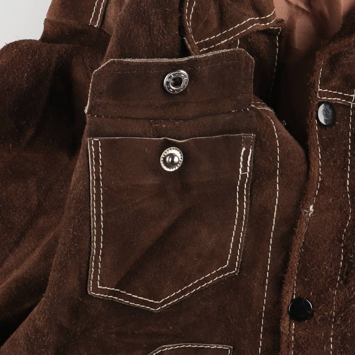 Suede leather jacket, women's size S unclear brown type Vintage Second Hand